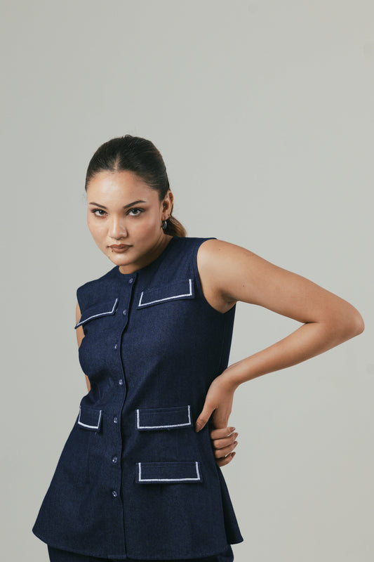 Denim Majesty Top