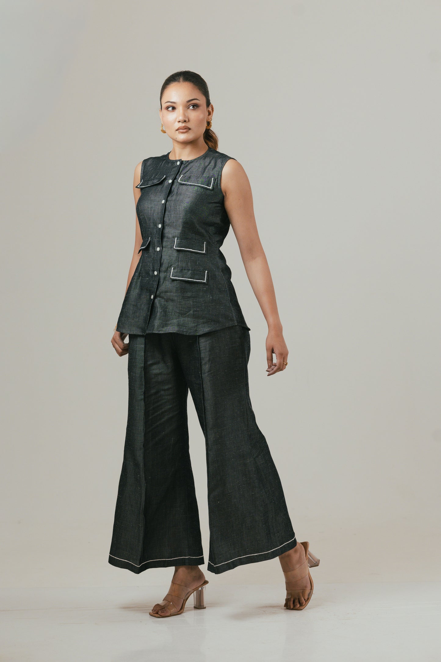 Denim Shadow Co-ord Top