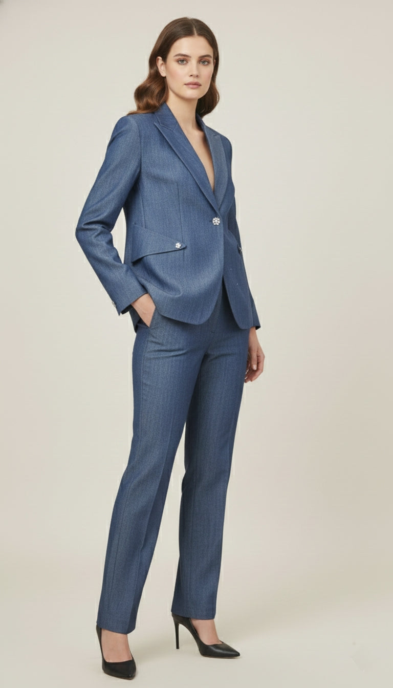 Denim Blue Blazer Set