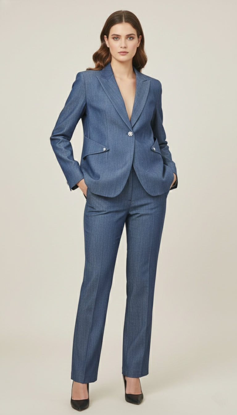 Denim Blue Blazer Set