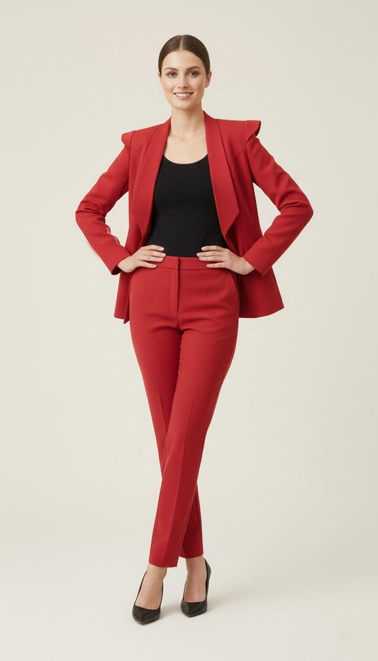 Wine Red Blazer Set
