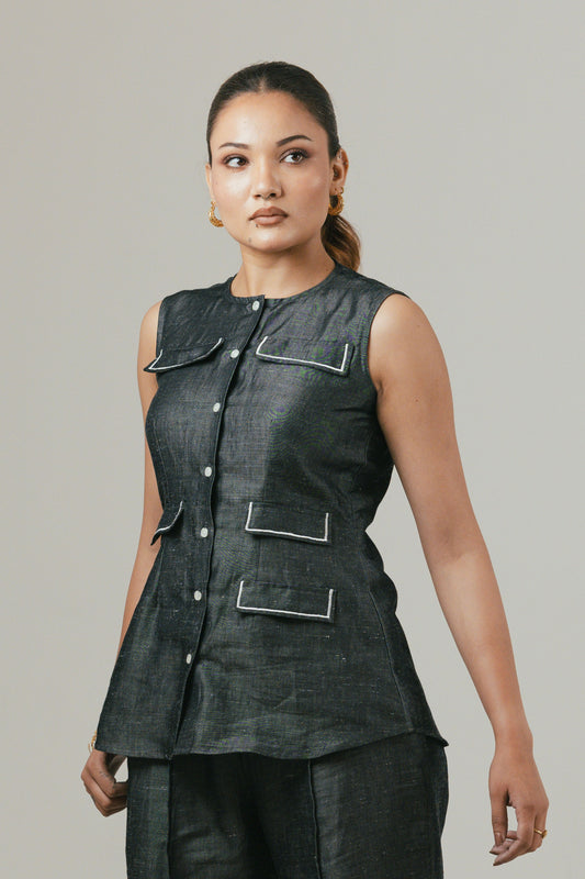 Denim Shadow Co-ord Top